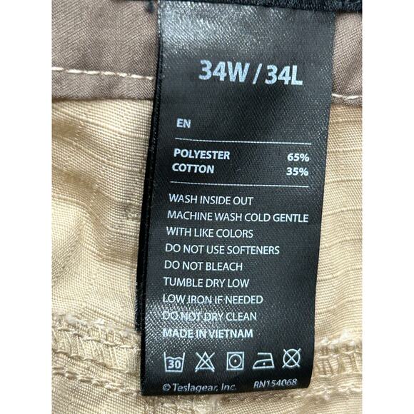 CQR Mens Khaki Ripstop Lightweight Outdoor Tactical Cargo Pants Size 34W/34L - Picture 5 of 8